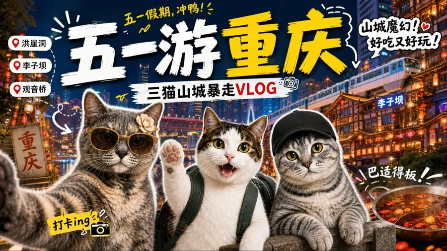 猫咪vlog，五一游重庆
