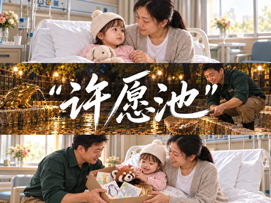 动物园连夜打捞许愿池硬币,守护患病小女孩。